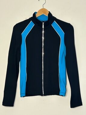 Bebe Sport Size M Black Blue Zip Up Athletic Jacket
